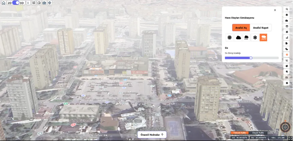Weather event simulation screen