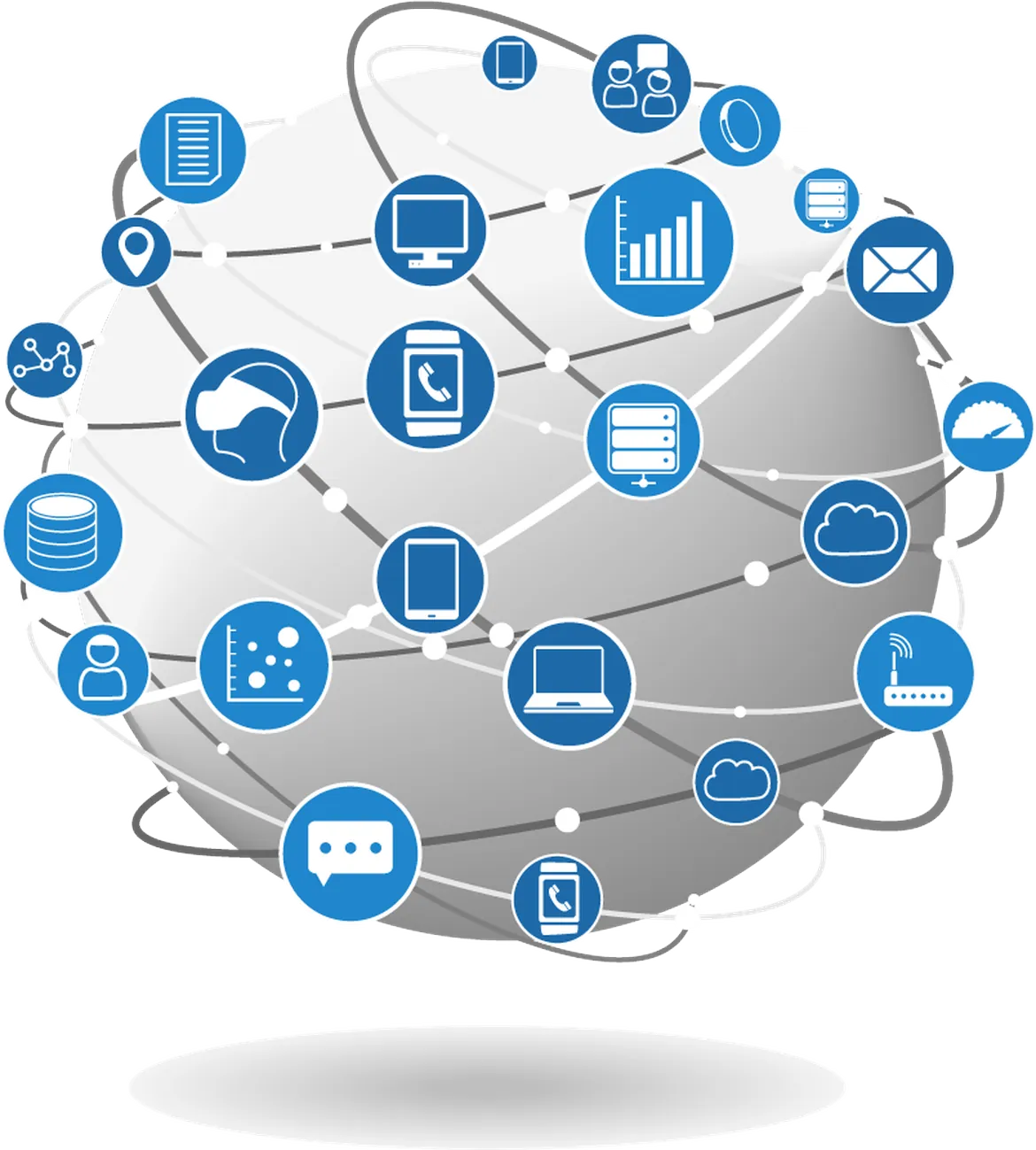 Globe with interconnected application icons